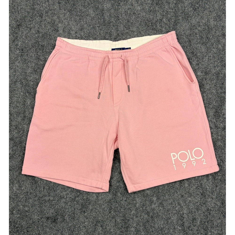 Polo Ralph Lauren Mens Pink Polo 1992 Fleece Sweat Shorts Size Large